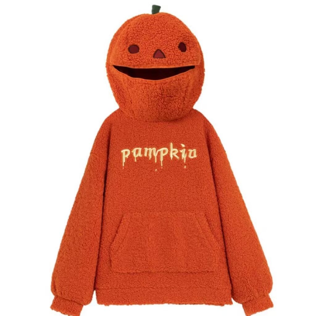 Retro Pumpkin Print Hooded Sweatshirt
